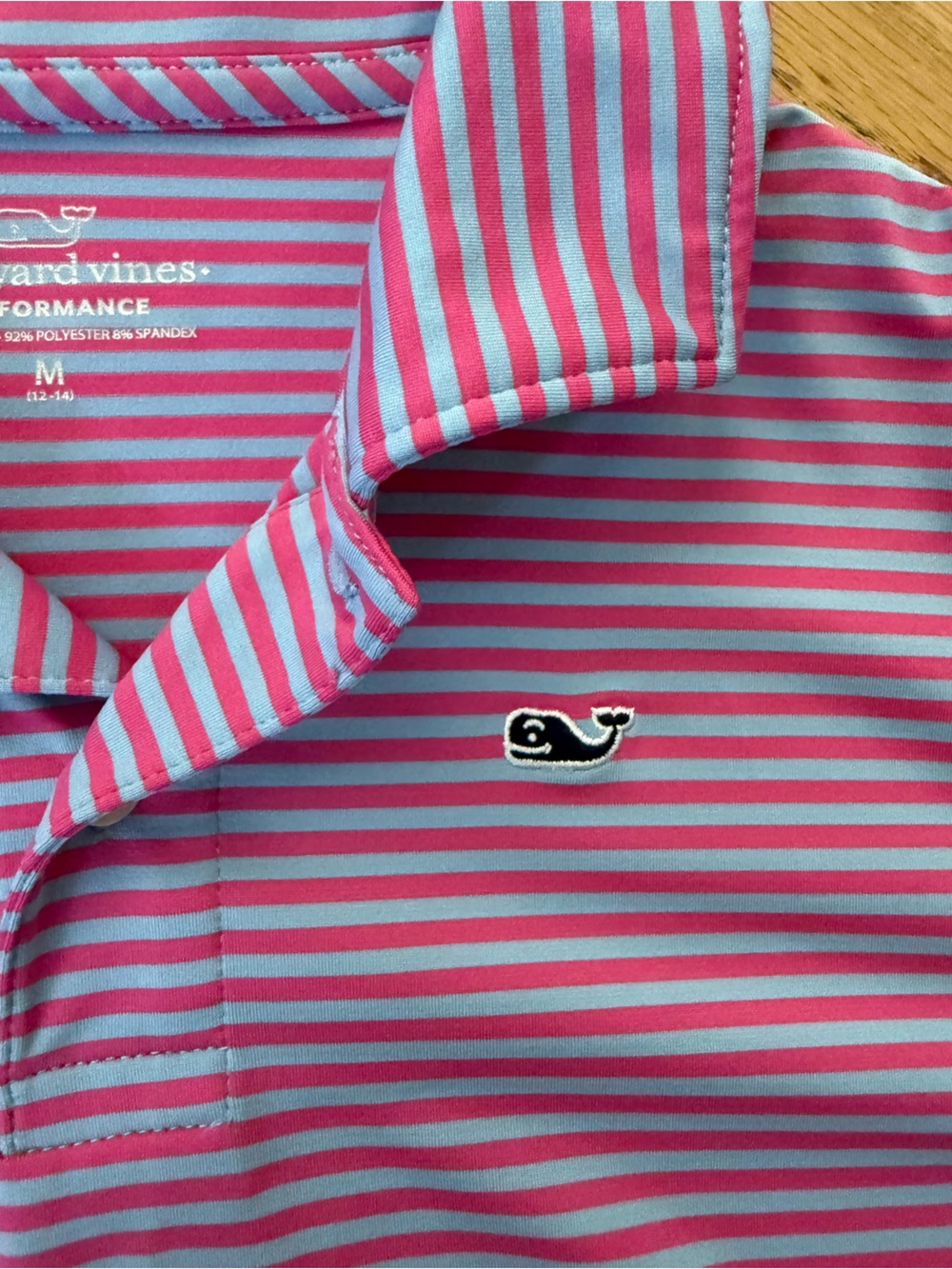 Vineyard Vines Boys Pink and Blue Striped Polo Performance